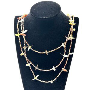 Zuni Three-Strand Bird Fetish Necklace — Shell/Abalone & Sterling Silver  — EUC